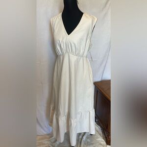 Time And Tru Size Small Cream Denim Dress with Pockets NWT Cottagecore Western
